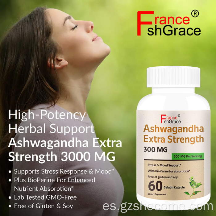 Suplemento orgánico de ashwagandha para adultos alivio del estrés